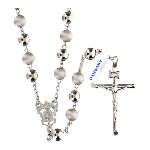 Rosary in 925 silver with 8mm velvety and smooth grains 1