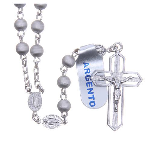Rosary in 925 silver with velvety grains, Virgin of Lourdes 1