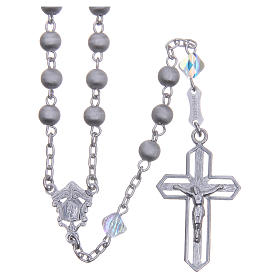 Rosary in 925 silver with 8mm velvety and strass grains