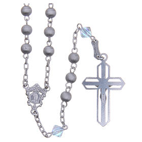 Rosary in 925 silver with 8mm velvety and strass grains