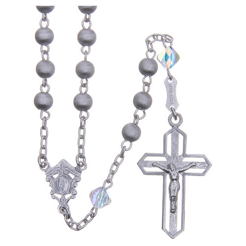 Rosary in 925 silver with 8mm velvety and strass grains 1