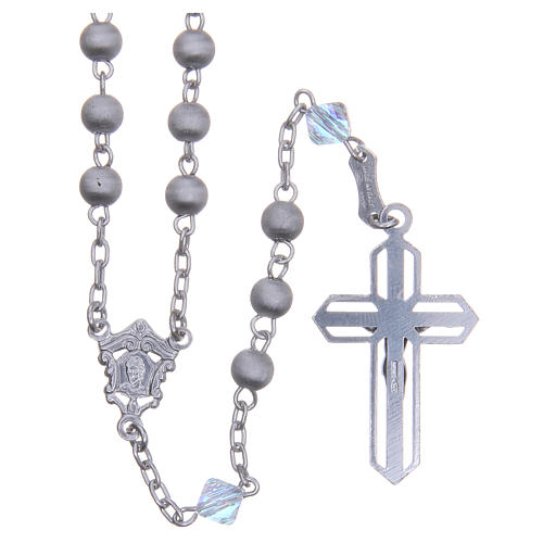 Rosary in 925 silver with 8mm velvety and strass grains 2