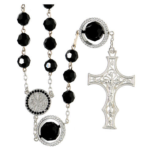 Rosary beads in 925 silver with black strass grains measuring 8mm 1