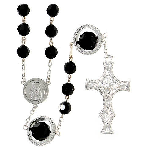 Rosary beads in 925 silver with black strass grains measuring 8mm 2