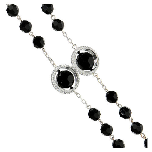 Rosary beads in 925 silver with black strass grains measuring 8mm 3