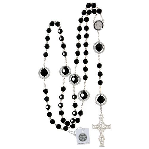 Rosary beads in 925 silver with black strass grains measuring 8mm 4