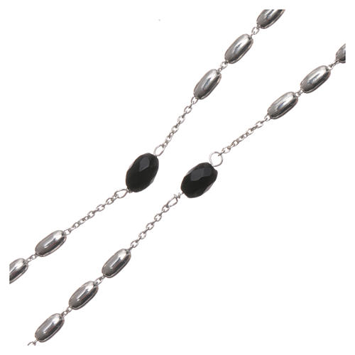Rosenkranz Silber 925 oval Perlen und strass 4mm 3