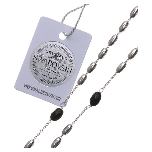 Rosenkranz Silber 925 oval Perlen und strass 4mm 5