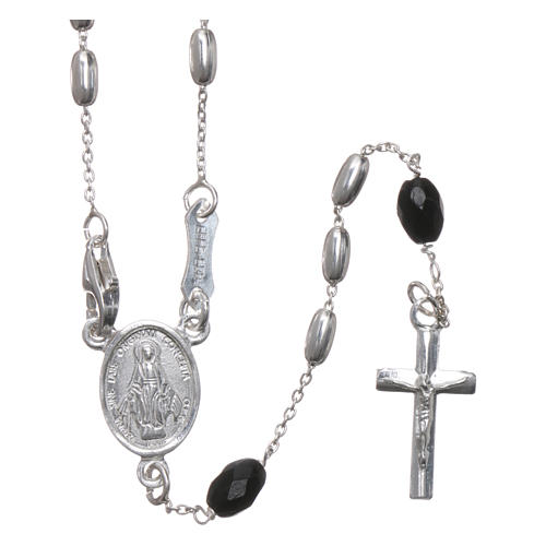 Rosary in 925 silver and oval crystal grains measuring 4mm 1