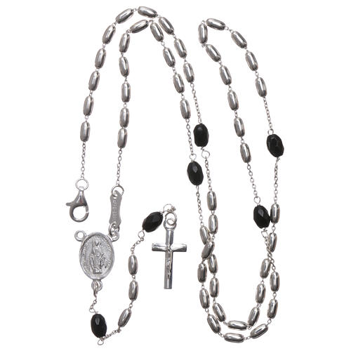 Rosary in 925 silver and oval crystal grains measuring 4mm 4