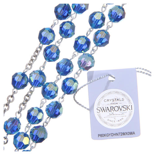 Rosenkranz Silber 925 hellblauen strass 8mm 3