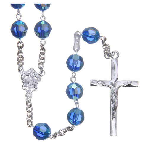 Rosary in 925 silver and light blue crystal grains measuring 8mm 1