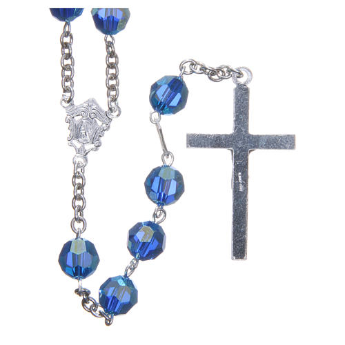 Rosary in 925 silver and light blue crystal grains measuring 8mm 2