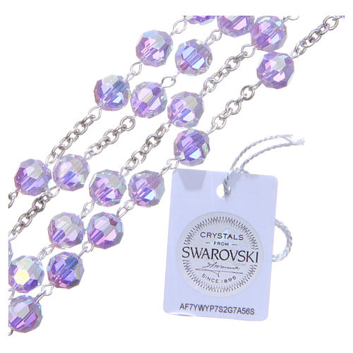 Rosenkranz aus 925er Silber und Perlen aus violetten 8 mm strass-Kristallen 3