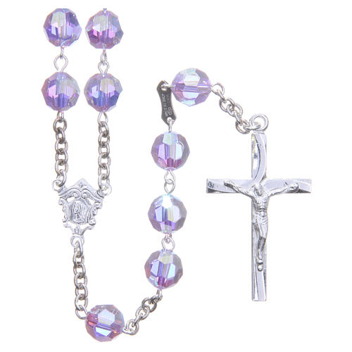 Rosary in 925 silver and purple crystal grains measuring 8mm 1