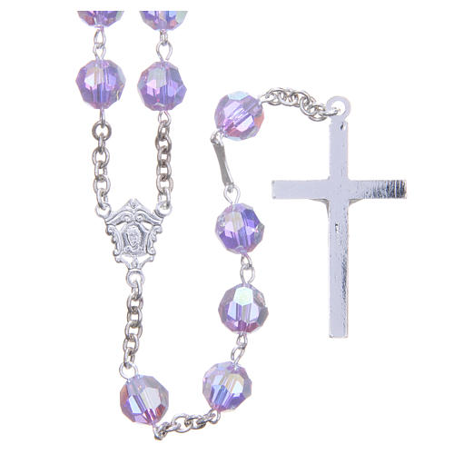 Rosary in 925 silver and purple crystal grains measuring 8mm 2