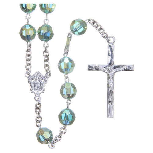 Rosary in 925 silver and green crystal grains measuring 8mm 1
