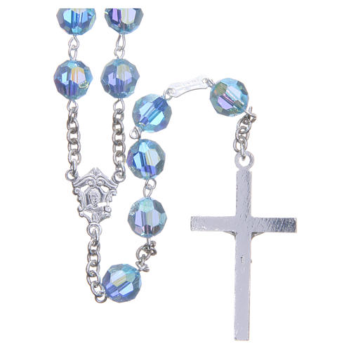 Rosenkranz aus 925er Silber und Perlen aus hellblauen 8 mm strass-Kristallen 2