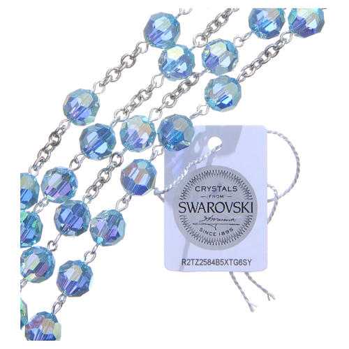 Rosenkranz aus 925er Silber und Perlen aus hellblauen 8 mm strass-Kristallen 3