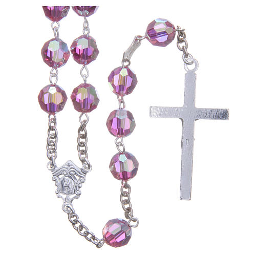 Rosary in 925 silver and pink crystal grains measuring 8mm 2