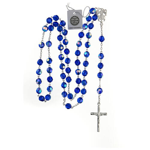 Rosary in 925 silver and blue crystal grains measuring 8mm 4
