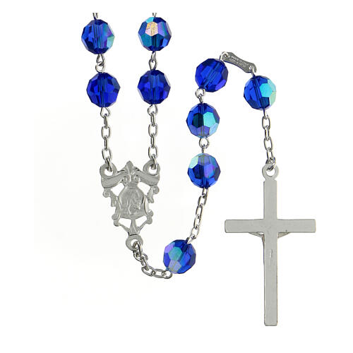 Rosary in 925 silver and blue crystal grains measuring 8mm 2