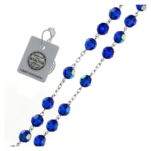 Rosary in 925 silver and blue crystal grains measuring 8mm 3