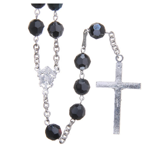Terço prata 925 cristal preto 8 mm 2