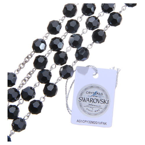 Terço prata 925 cristal preto 8 mm 3