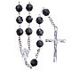 Rosary in 925 silver and black crystal grains measuring 8mm s1
