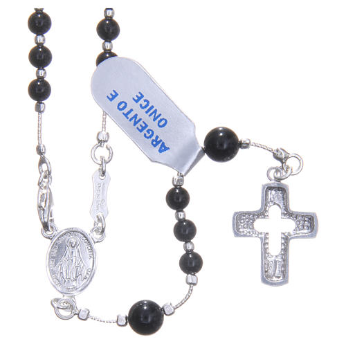 Rosary beads in 925 silver and smooth onyx grains measuring 4mm 1