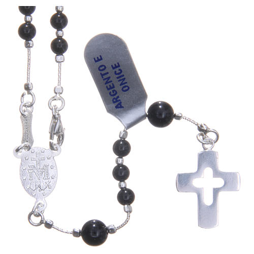 Rosary beads in 925 silver and smooth onyx grains measuring 4mm 2