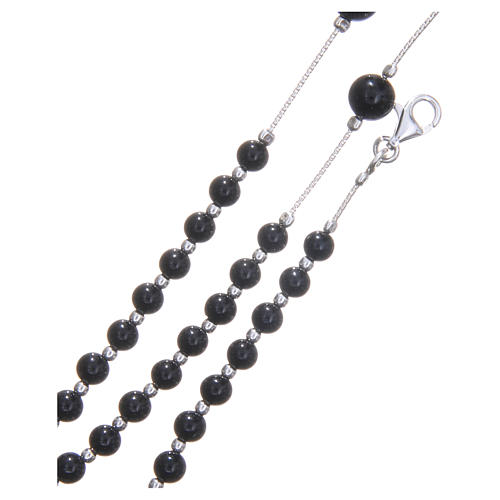 Rosary beads in 925 silver and smooth onyx grains measuring 4mm 3