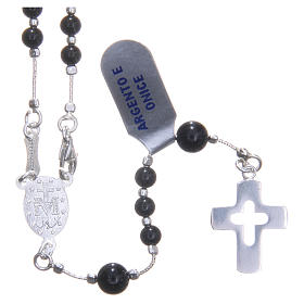 Rosary beads in 925 silver and smooth onyx grains measuring 4mm