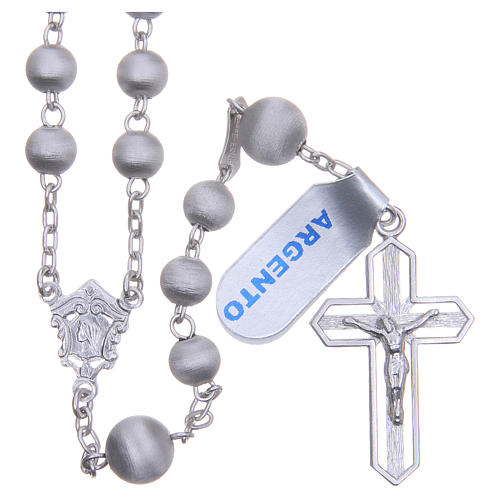 Rosary beads in 925 silver with satin grains measuring 6mm 1