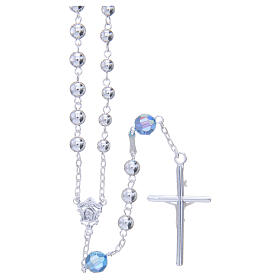 Rosenkranz Silber 925 Perlen 6mm und hellblauen strass