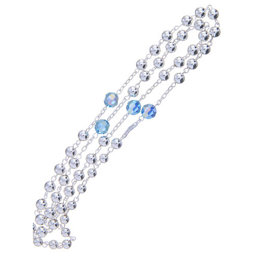 Rosenkranz Silber 925 Perlen 6mm und hellblauen strass 3