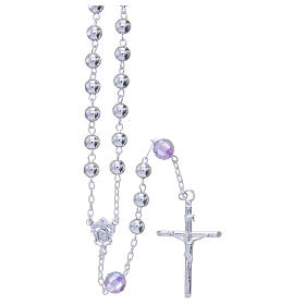 Rosary beads in 800 silver, 6mm and pater beads in purple strass