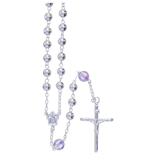 Rosary beads in 800 silver, 6mm and pater beads in purple strass 1