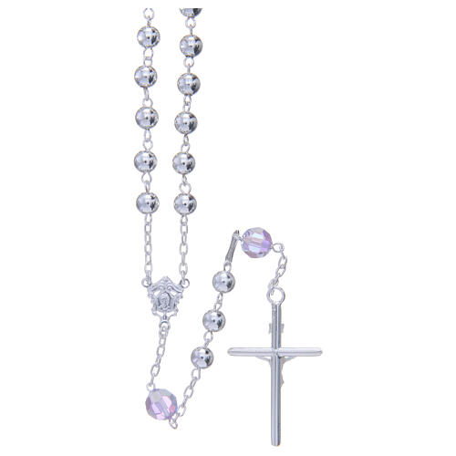 Rosary beads in 800 silver, 6mm and pater beads in purple strass 2