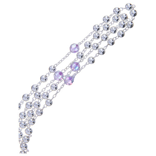 Rosary beads in 800 silver, 6mm and pater beads in purple strass 3