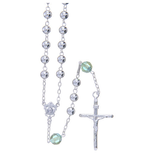 Rosary beads in 800 silver, 6mm and pater beads in green strass 1
