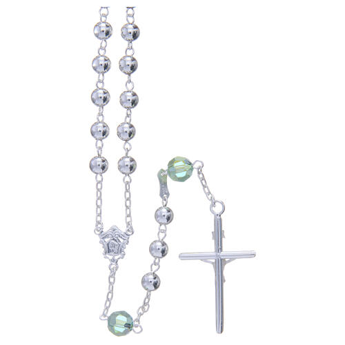 Rosary beads in 800 silver, 6mm and pater beads in green strass 2