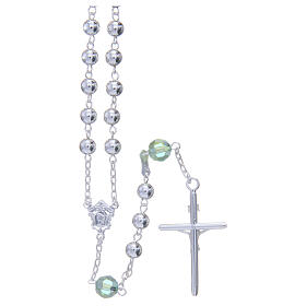 Rosary beads in 800 silver, 6mm and pater beads in green strass