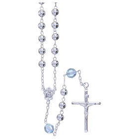 Rosary beads in 800 silver, 6mm and pater beads in sky blue strass