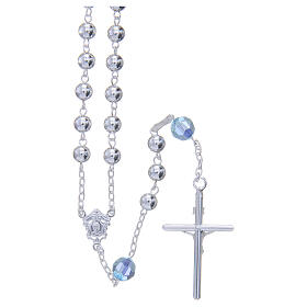 Rosary beads in 800 silver, 6mm and pater beads in sky blue strass