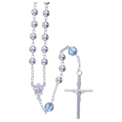 Rosary beads in 800 silver, 6mm and pater beads in sky blue strass 2