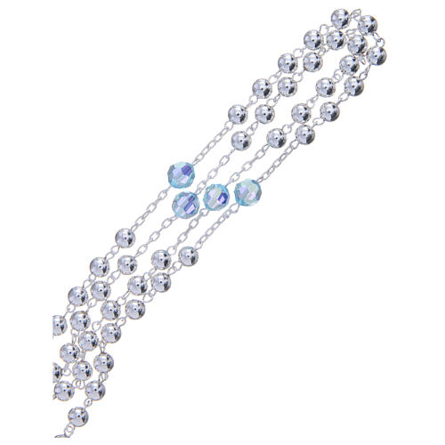 Rosary beads in 800 silver, 6mm and pater beads in sky blue strass 3