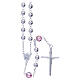 Rosary beads in 800 silver, 6mm and pater beads in pink strass s2