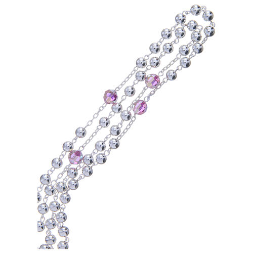 Rosary beads in 800 silver, 6mm and pater beads in pink strass 3